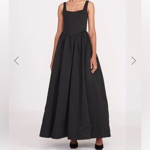 STAUD Maxi Landscape Dress Black Gala Wedding Dress Corset Style Bodice